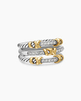 Petite Helena Wrap Three Row Ring in Sterling Silver with 18K Yellow Gold and Diamonds, 12mm
